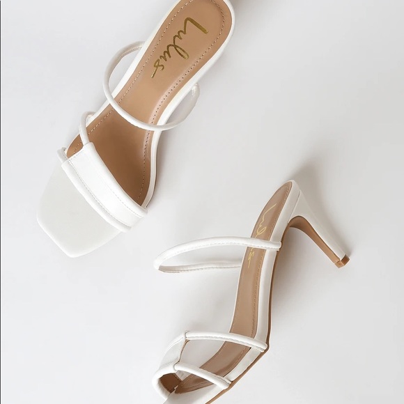 Lulus Norah Square Toe High Heel Sandals White - Picture 2 of 16